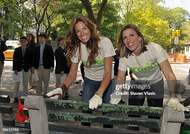Kelly Killoren Bensimon and Jennifer Gilbert of "Real Housewives of New York City" participate at "Day in the Dirt" volunteer project on Earth Day at...