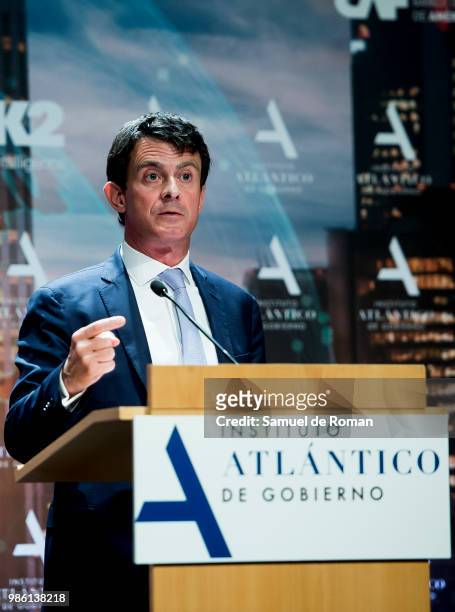 Manuel Valls arriving to 'Semana Atlantica del IADG' in Madrid on June 28, 2018 in Madrid, Spain.