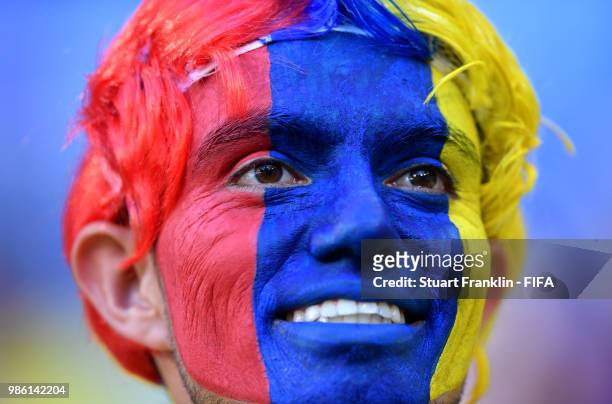 Colombia fan enjoys the pre match atmosphere prior to the 2018 FIFA World Cup Russia group H match between Senegal and Colombia at Samara Arena on...