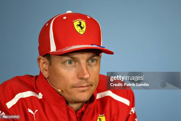 Kimi Raikkonen of Finland and Ferrari in the Drivers Press Conference during previews ahead of the Formula One Grand Prix of Austria at Red Bull Ring...