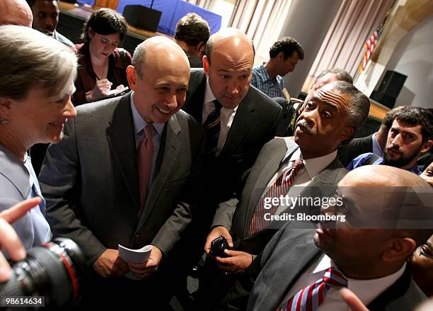 Lloyd C. Blankfein, chairman and chief executive officer of Goldman Sachs Group Inc., second from left, Gary D. Cohn, Goldman's president and chief...