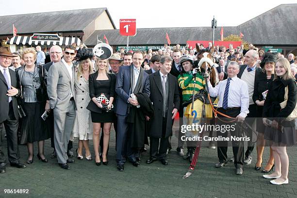 Padraig Harrington, his wife Caroline Harrington, Martin O'Neill, J.P. McManus, jockey Anthony McCoy, Captain Cee Bee, Gerry Barnaby and Edward Harty...