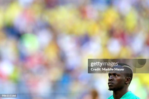 Sadio Mane of Senegal lines up prior t0 the 2018 FIFA World Cup Russia group H match between Senegal and Colombia at Samara Arena on June 28, 2018 in...