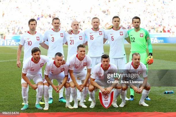 Poland pose prior to the 2018 FIFA World Cup Russia group H match between Japan and Poland at Volgograd Arena on June 28, 2018 in Volgograd, Russia.