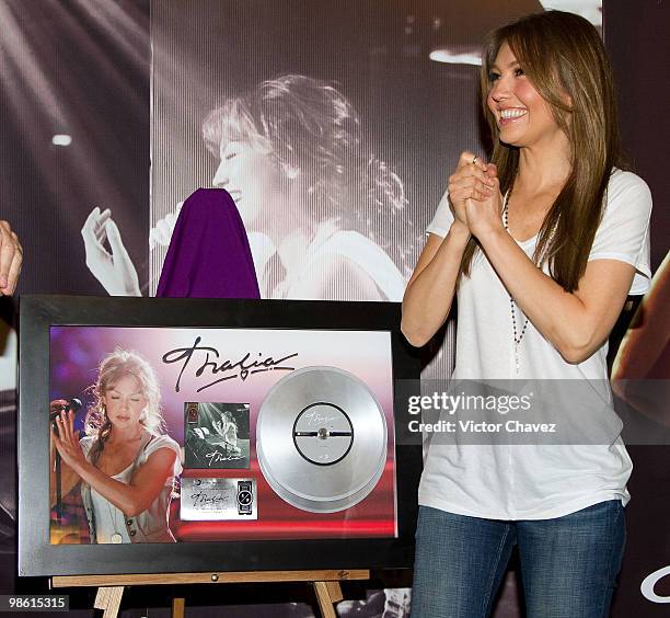 Singer Thalia attends the "Primera Fila" album launch at Hotel JW Marriot on April 21, 2010 in Mexico City, Mexico.