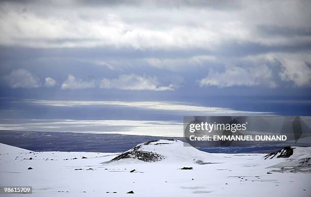 View of Vik's coast, a village sitting at the base of the Myrdalsjokull glacier which is part of the ice cap sealing the Katla volcano, is pictured...