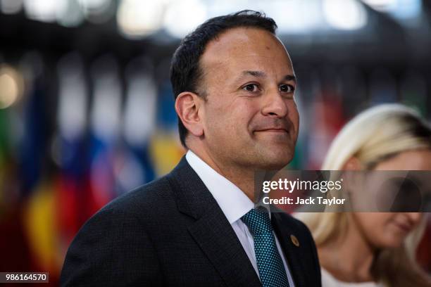 Taoiseach of Ireland Leo Varadkar arrives at the Council of the European Union on the first day of the European Council leaders' summit on June 28,...