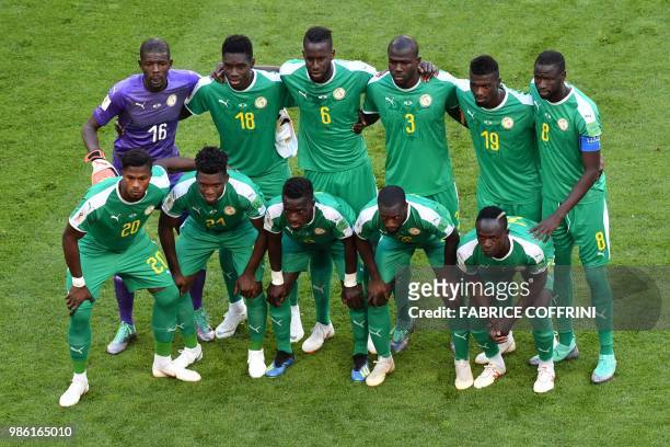 Senegal's forward Keita Balde, Senegal's defender Lamine Gassama, Senegal's midfielder Idrissa Gana Gueye, Senegal's defender Youssouf Sabaly,...