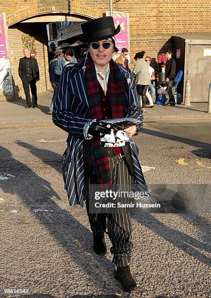 Adam Ant leaves the wake following the funeral of Malcolm McLaren on April 22, 2010 in London, England. The man, often called the 'architect of...