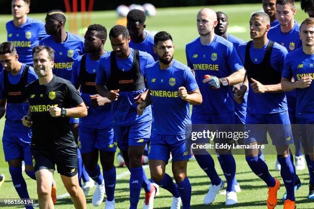 Lucas Lima and team mates of Nantes during the Training Session of Nantes FC on June 28, 2018 in Nantes, France.