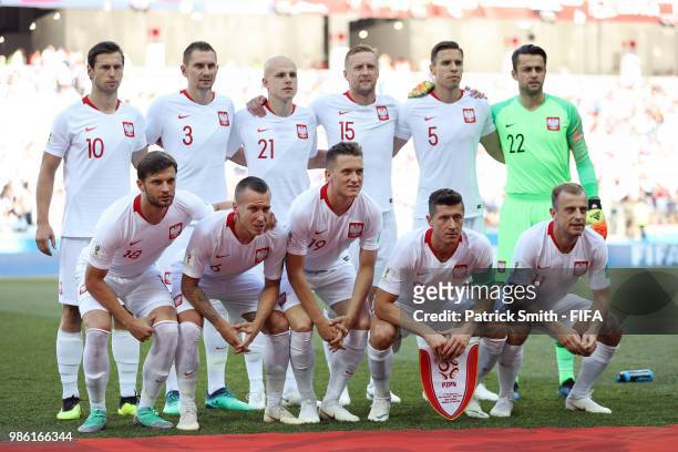 Poland pose prior to the 2018 FIFA World Cup Russia group H match between Japan and Poland at Volgograd Arena on June 28, 2018 in Volgograd, Russia.
