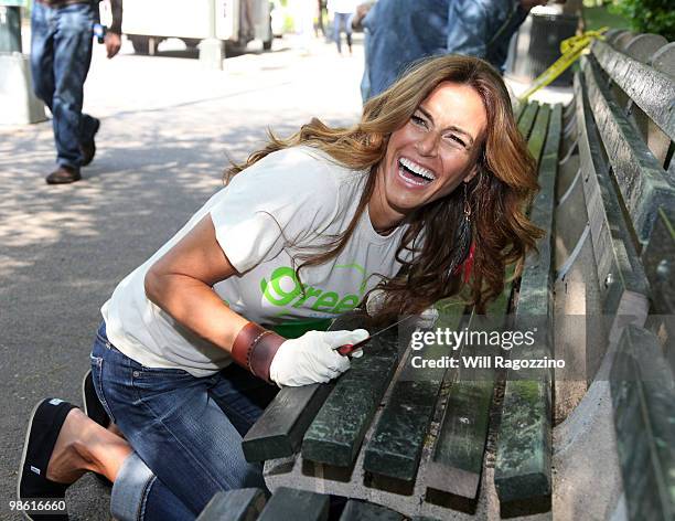 Television personality Kelly Bensimon attends "Day In The Dirt" Volunteer Earth Day Project with NBC Universal Family of Stars at Central Park on...