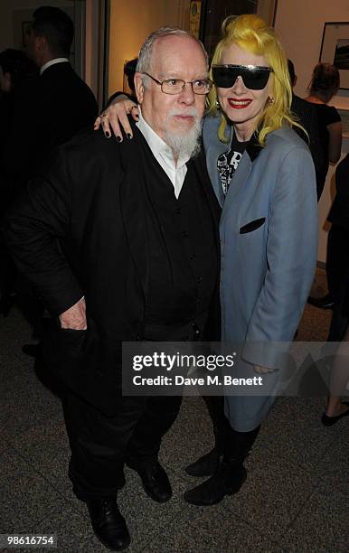 Sir Peter Blake and Pam Hogg attend the Art Plus Music Party, at the Whitechapel Gallery on April 22, 2010 in London, England.