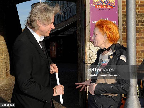 Sir Bob Geldof and Vivienne Westwood leave the wake following the funeral of Malcolm McLaren on April 22, 2010 in London, England. The man, often...