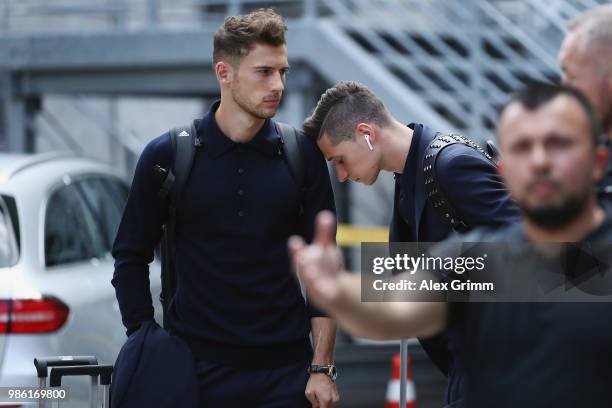 Leon Goretzka and Julian Draxler react during the return of the German national football team from the FIFA World Cup Russia 2018 at Frankfurt...