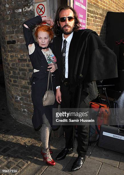 Andreas Kronthaler and Vivienne Westwood leave the wake following the funeral of Malcolm McLaren on April 22, 2010 in London, England. The man, often...