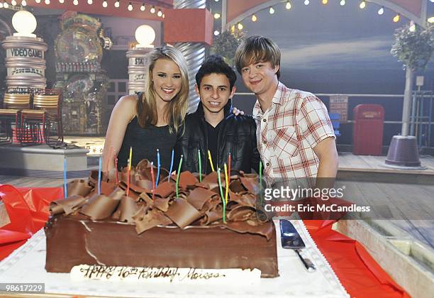 April 15, 2010 - The cast and crew of Disney Channel's hit series "Hannah Montana" celebrate Moises Arias' 16th birthday on set. EMILY OSMENT, MOISES...