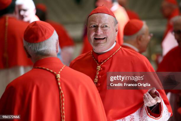 Cardinal Gianfranco Ravasi attends the Consistory for the creation of new Cardinals lead by Pope Francis at the St. Peter's Basilica on June 28, 2018...