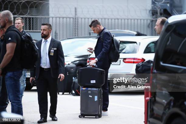 Julian Draxler looks on during the return of the German national football team from the FIFA World Cup Russia 2018 at Frankfurt International Airport...