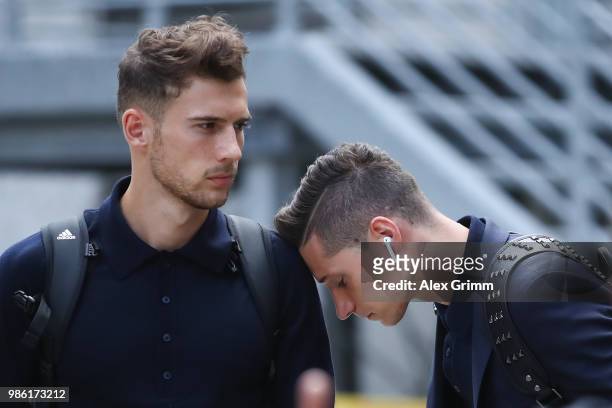 Leon Goretzka and Julian Draxler react during the return of the German national football team from the FIFA World Cup Russia 2018 at Frankfurt...
