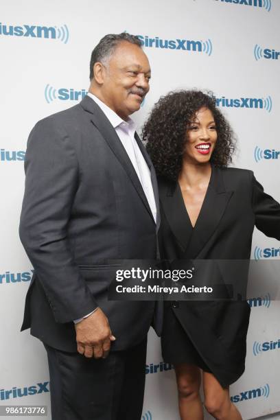 Reverend Jesse Jackson and actress Lex Scott Davis visit SiriusXM Studios on June 28, 2018 in New York City.