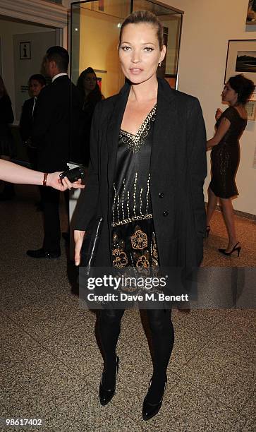 Kate Moss attends the Art Plus Music Party, at the Whitechapel Gallery on April 22, 2010 in London, England.