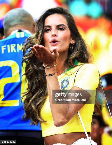 Victoria Secret model Izabel Goulart is seen during the 2018 FIFA World Cup Russia group E match between Serbia and Brazil at Spartak Stadium on June...