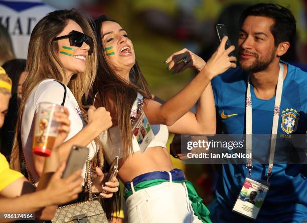 Aine Coutinho the wife of Philippe Coutinho of Brazil is seen during the 2018 FIFA World Cup Russia group E match between Serbia and Brazil at...