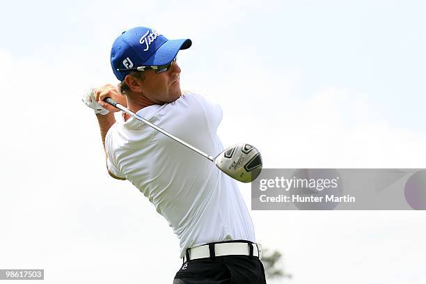 Bryce Molder hits a shot during the final round of the Shell Houston Open at Redstone Golf Club on April 4, 2010 in Humble, Texas.