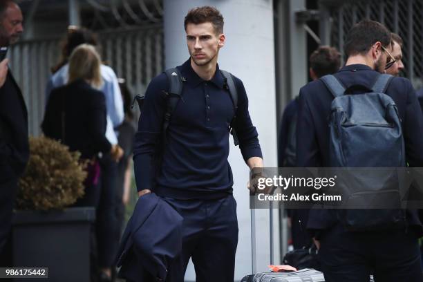 Leon Goretzka leaves with his luggage after the return of the German national football team from the FIFA World Cup Russia 2018 at Frankfurt...