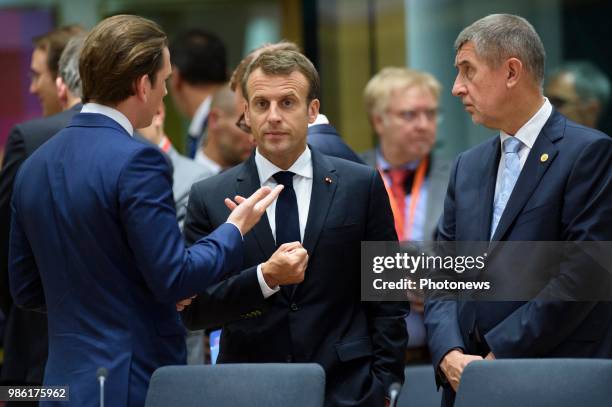 - Sommet Européen - Europese Top * Sebastian Kurz * Emmanuel Macron Andrej Babia pict. By Christophe Licoppe © Photo News via Getty Images)