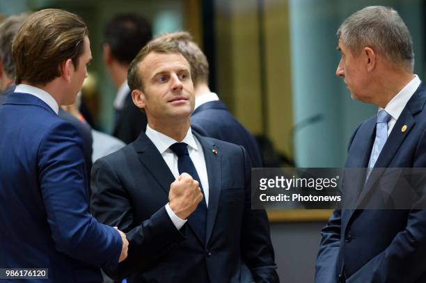 - Sommet Européen - Europese Top * Sebastian Kurz * Emmanuel Macron Andrej Babia pict. By Christophe Licoppe © Photo News via Getty Images)