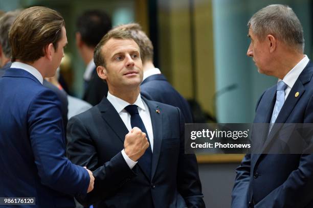 - Sommet Européen - Europese Top * Sebastian Kurz * Emmanuel Macron Andrej Babia pict. By Christophe Licoppe © Photo News via Getty Images)