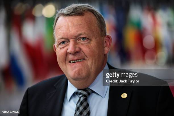 Danish Prime Minister Lars Lokke Rasmussen arrives at the Council of the European Union on the first day of the European Council leaders' summit on...