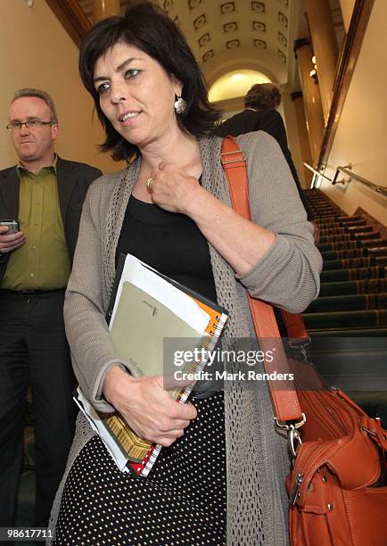 President of CDH Joelle Milquet at the Belgian Federal Parliament on April 22, 2010 in Brussels, Belgium. The Belgian government has effectively...