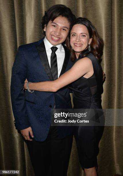 Actor Anthony Gonzalez and actress Alanna Ubach pose backstage at the Academy Of Science Fiction, Fantasy & Horror Films' 44th Annual Saturn Awards...
