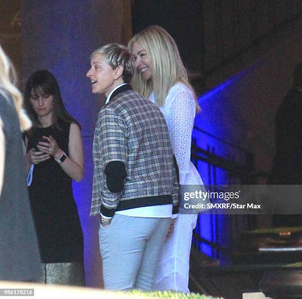 Ellen Degeneres and Portia de Rossi are seen on June 27, 2018 in Los Angeles, CA.