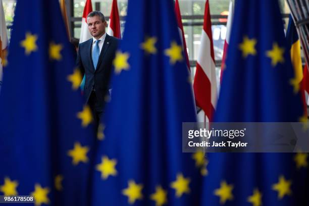 Prime Minister of Slovakia Peter Pellegrini arrives at the Council of the European Union on the first day of the European Council leaders' summit on...