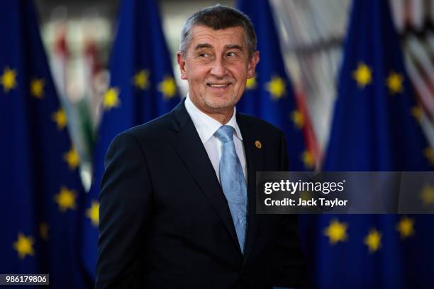 Czech Republic's Prime Minister Andrej Babis arrives at the Council of the European Union on the first day of the European Council leaders' summit on...