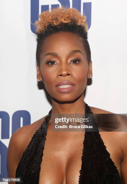 Anika Noni Rose poses at the opening night after party for the CSC Production of "Carmen Jones" at Penny Farthing NYC on June 27, 2018 in New York...