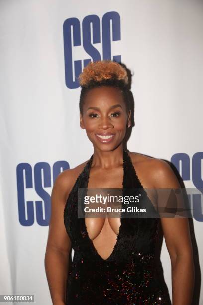 Anika Noni Rose poses at the opening night after party for the CSC Production of "Carmen Jones" at Penny Farthing NYC on June 27, 2018 in New York...