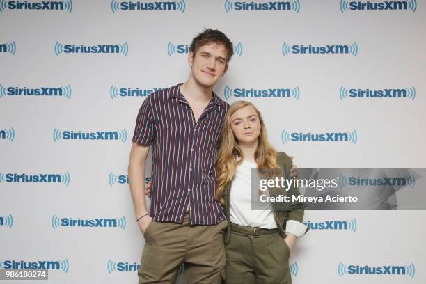 Comedian Bo Burnham and actress Elsie Fisher visit SiriusXM Studios on June 28, 2018 in New York City.