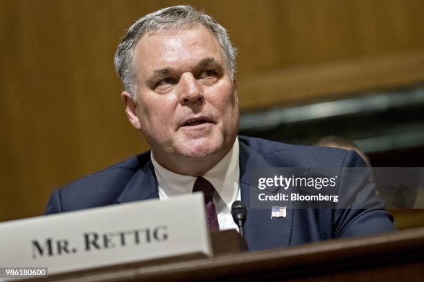 Charles Rettig, commissioner of the Internal Revenue Service nominee for U.S. President Donald Trump, speaks during a Senate Finance Committee...