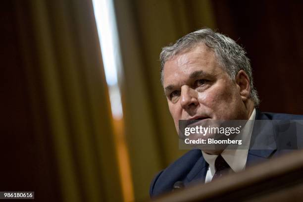 Charles Rettig, commissioner of the Internal Revenue Service nominee for U.S. President Donald Trump, speaks during a Senate Finance Committee...