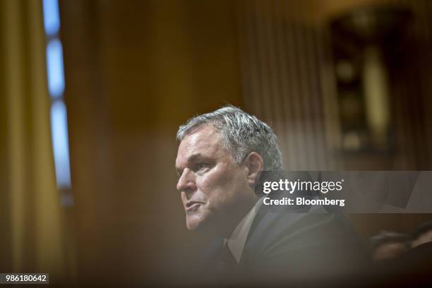 Charles Rettig, commissioner of the Internal Revenue Service nominee for U.S. President Donald Trump, speaks during a Senate Finance Committee...