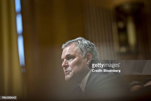 Charles Rettig, commissioner of the Internal Revenue Service nominee for U.S. President Donald Trump, speaks during a Senate Finance Committee...