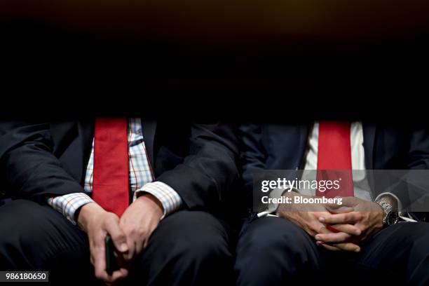 Attendees listen during a Senate Finance Committee confirmation hearing for Charles Rettig, commissioner of the Internal Revenue Service nominee for...