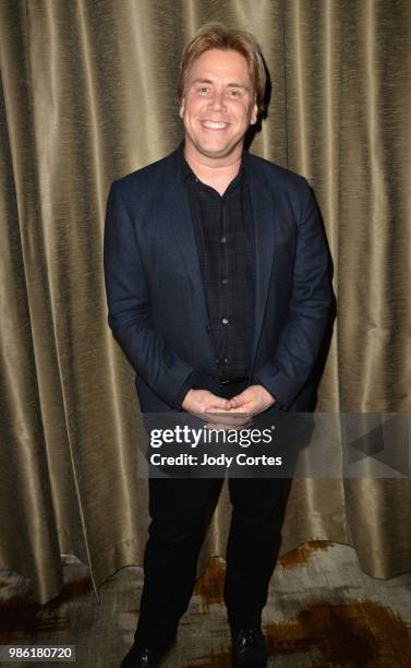 Director Stephen Chbosky pose backstage at the Academy Of Science Fiction, Fantasy & Horror Films' 44th Annual Saturn Awards held at The Castaway on...