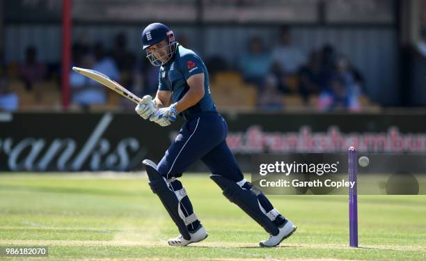 Sam Hain of England Lions bats during the Tri-Series International match between England Lions v West Indies A at The County Ground on June 28, 2018...