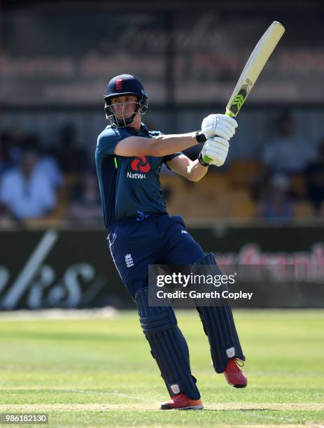 Tom Kohler-Cadmore of England Lions bats during the Tri-Series International match between England Lions v West Indies A at The County Ground on June...